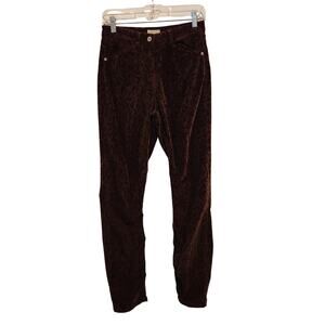 Wrap Brown Animal Print Preppy Mid Rise Straight Leg Velour Ankle Pants Size 8